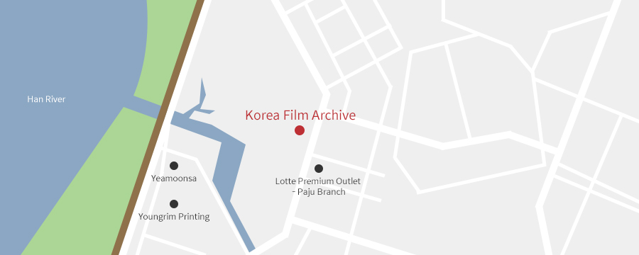 Rough map for the Korea Film Archive building in Sangam